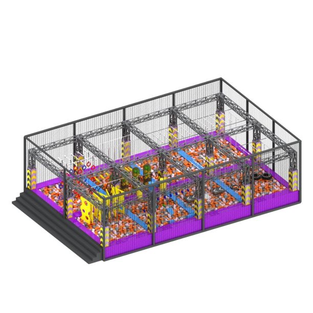 Traseu de aventura de interior pentru copii Ninja Course 65 mp, 662x1000x650 cm, +8 ani