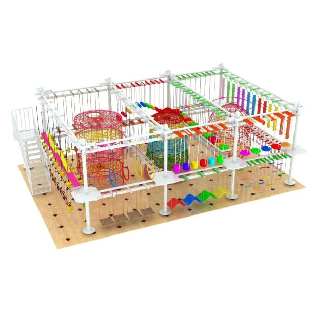 Traseu de aventura de interior pentru copii Rope Course 65 mp, 662x1000x650 cm, +8 ani