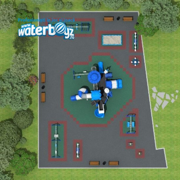 Amenajare completa loc de joaca de exterior la cheie Blue Lagoon