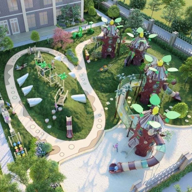 Amenajare completa loc de joaca de exterior la cheie Forest