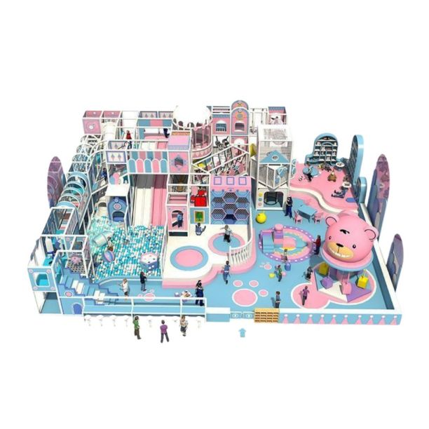 Amenajare completa loc de joaca de interior la cheie Pink Bear, 3-12 ani