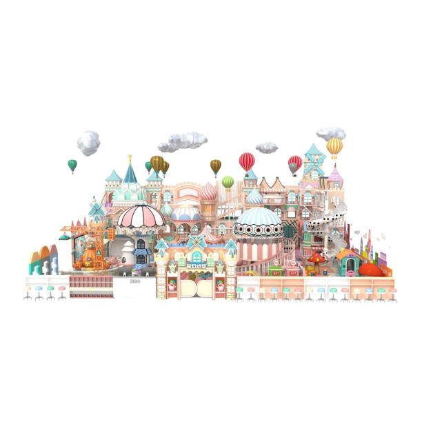Complete indoor playground arrangement Pink Castle 365 m2