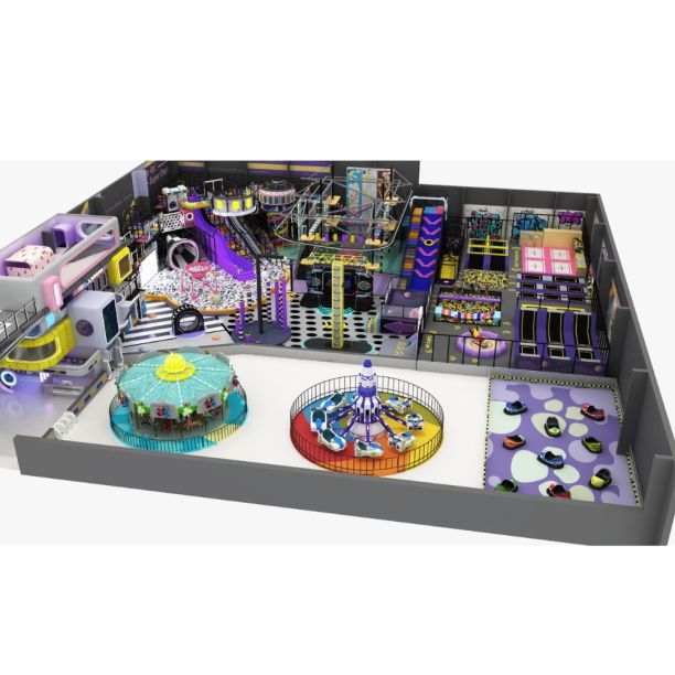 Amenajare completa loc de joaca de interior la cheie Purple Spaceship, 3-12 ani