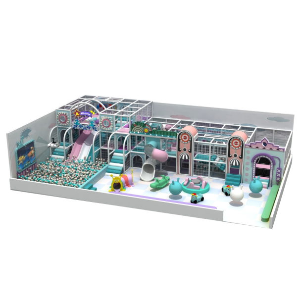 Amenajare completa loc de joaca de interior la cheie Turquoise Pastel 200 mp, 3-12 ani