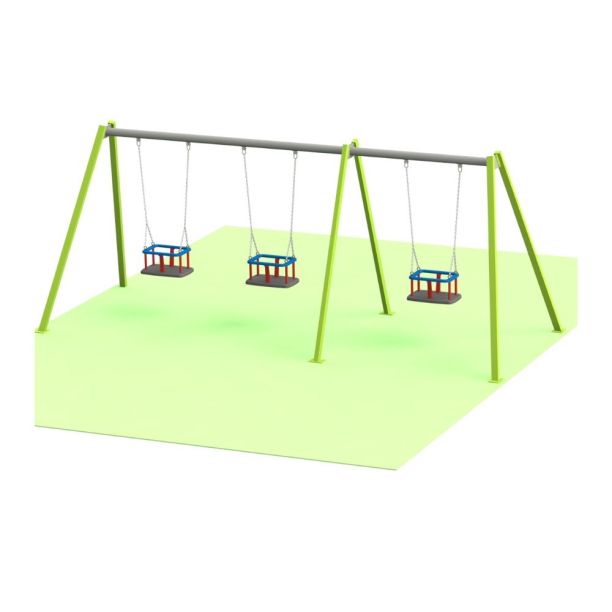 Ansamblu de leagane pentru copii model Happy Trio, 0-3 ani, 465x178x182 cm