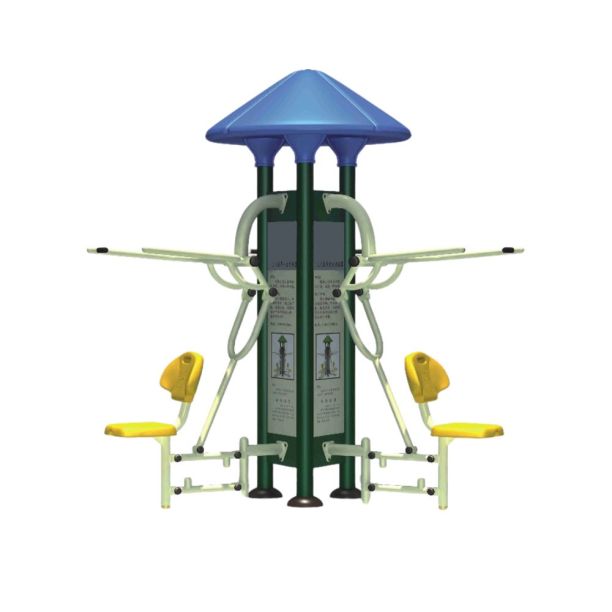 Aparat de fitness dublu pentru picioare Model 4 pentru exterior, 260x260x220 cm, metal si plastic LLDPE