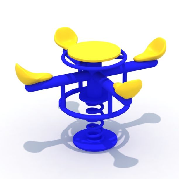 Balansoar pe arc cu 4 locuri pentru copii Model 3, 3-7 ani, metal si plastic, albastru