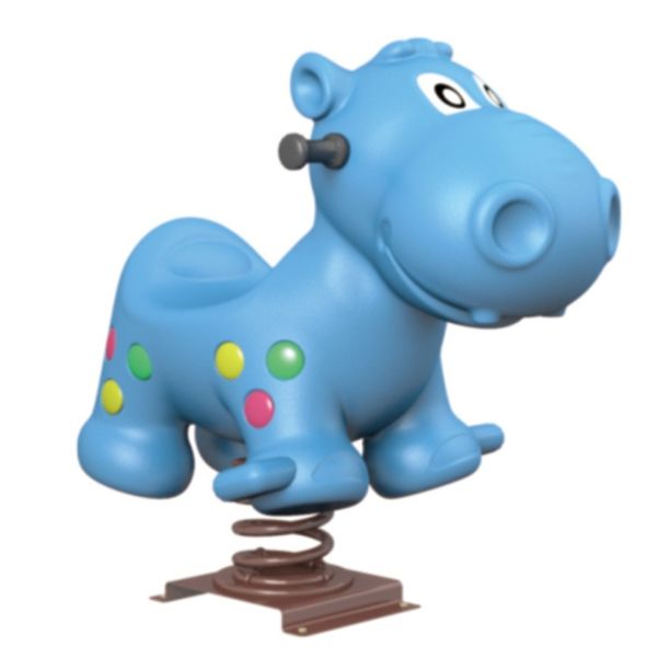 Balansoar pe arc pentru copii Funny Hipopotam model 2, 1-4 ani, 70x40x45 cm, metal si plastic LLDPE, albastru