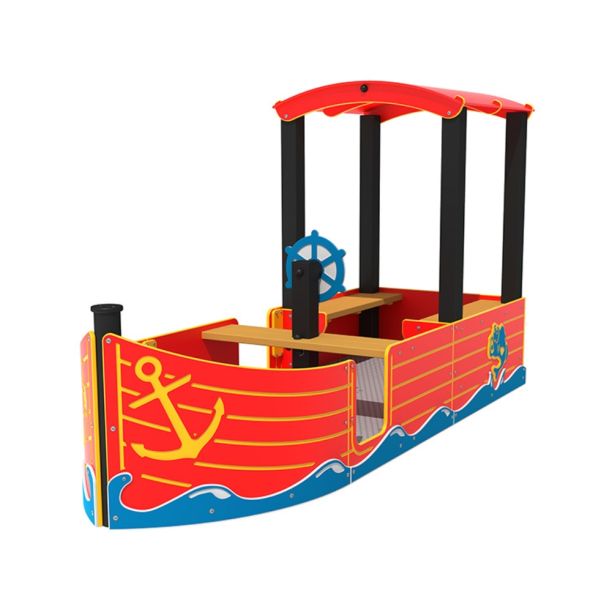 Banca pentru copii Fishing Boat, 327.5x115x181.6 cm, metal si plastic LDPE, rosu