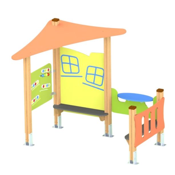 Casuta de joacă cu bancute, exterior, 2-6 ani, 157x83x145 cm