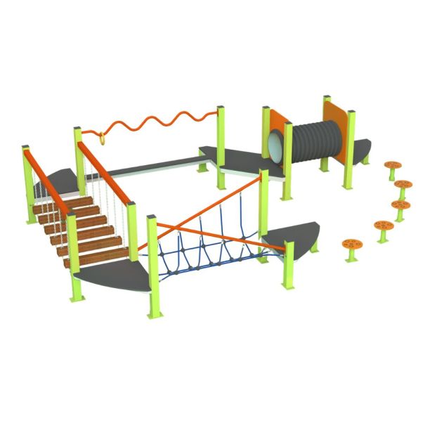 Traseu de agilitate si antrenament Adventure Bridge pentru copii, exterior, 2–6 ani, 507x353x118 cm
