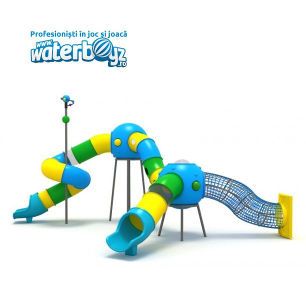 Complex de joaca din metal pentru copii Space 7, exterior, 5-12 ani, 880x800x530 cm