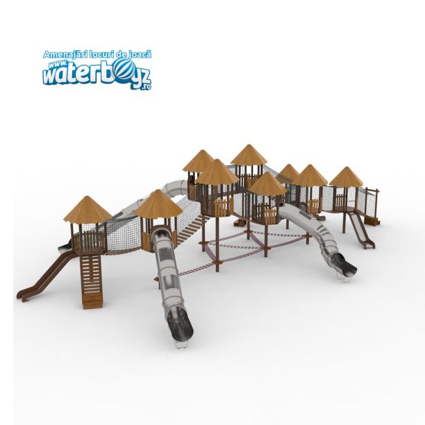 Loc de joaca pentru copii din lemn Nordic Touch 6, exterior, 3-12 ani