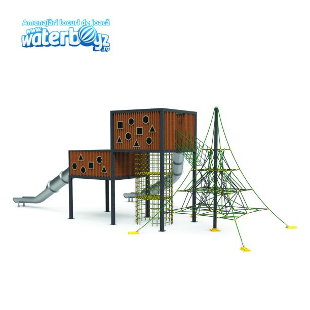Complex de joaca pentru copii de metal Treehouse 5, exterior, 5-12 ani, 1840x9750x600 cm