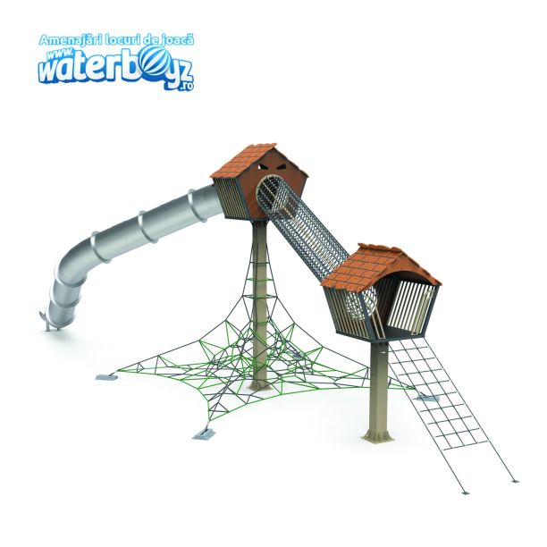 Complex de joaca pentru copii de metal Treehouse 9, exterior, 5-12 ani, 1850x590x570 cm