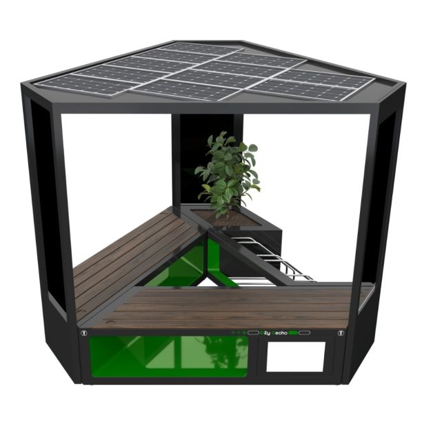 Foisor modular smart cu incarcare solara si rastel biciclete