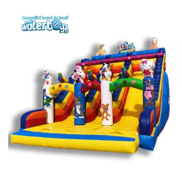 Inchiriere tobogan Gonflabil Disney World cu doua pante 10*8*10  (2 pante si o scara)