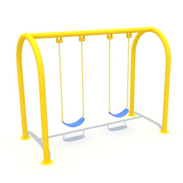 Leagan din metal pentru copii cu 2 locuri, 3-12 ani, 250x120x200 cm, galben