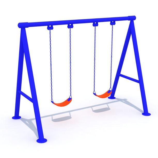 Leagan din metal pentru copii cu 2 locuri, 3-12 ani, 250x150x200 cm, albastru