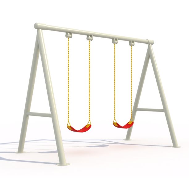 Leagan din metal pentru copii cu 2 locuri, 3-12 ani, 250x150x200 cm, bej