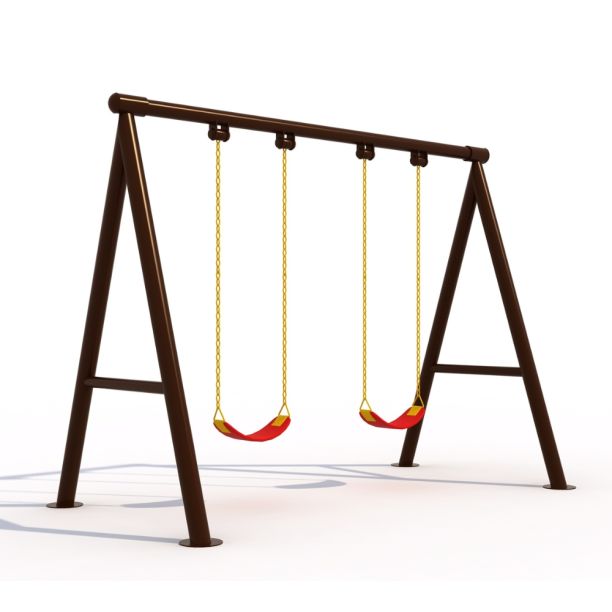 Metal swing for children model 12 brown