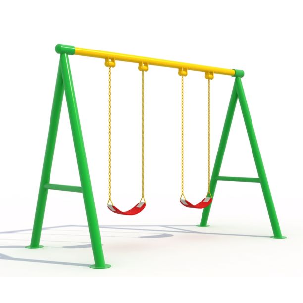 Leagan din metal pentru copii cu 2 locuri, 3-12 ani, 250x150x200 cm, verde