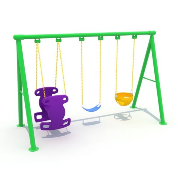 Leagan pentru copii cu 3 locuri, 1-12 ani, 350x150x200 cm