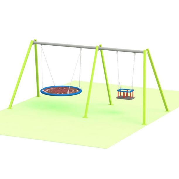 Leagan din metal pentru copii cu 2 locuri, 3-12 ani, 427x178x182 cm