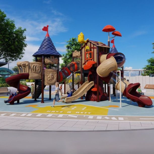 Complex de joaca din metal pentru copii Ancient Tree 3, exterior, 3-15 ani, 1200x660x550 cm