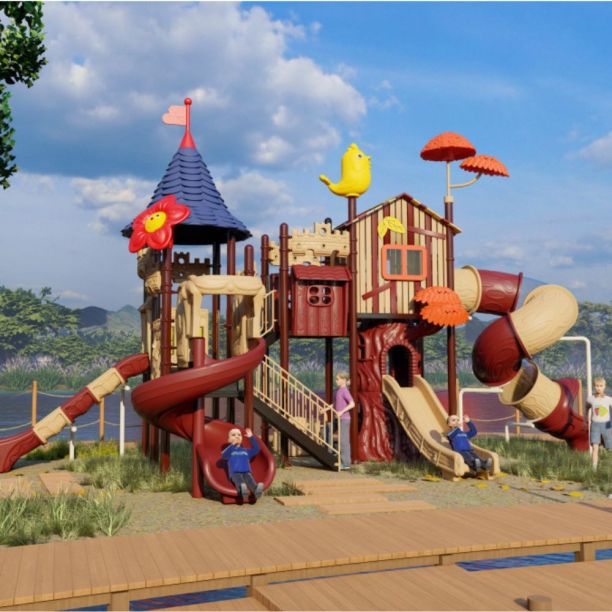 Complex de joaca din metal pentru copii Ancient Tree 4, exterior, 3-15 ani, 1070x420x550 cm