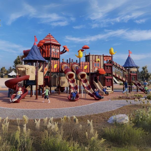 Complex de joaca din metal pentru copii Ancient Tree 5, exterior, 3-15 ani, 1620x780x620 cm