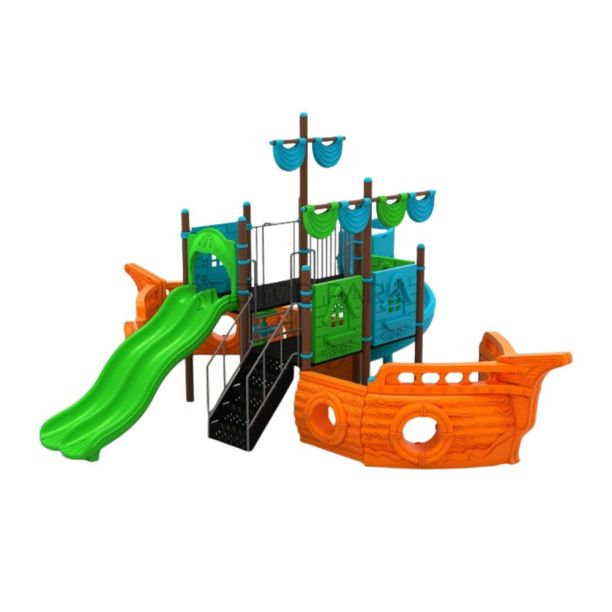 Complex de joaca din metal pentru copii Boat model 5, exterior, 3+ ani, 905x705x430 cm