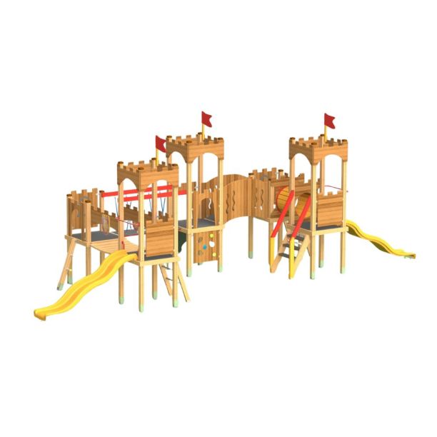 Loc de joaca din lemn pentru copii Brown Castle, exterior, 3-12 ani cm