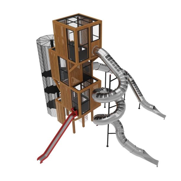 Loc de joaca din lemn pentru copii Cubix 2, exterior, 12-16 ani, 1500x1510x1220 cm