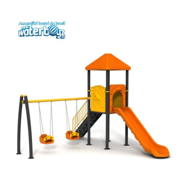 Complex de joaca din metal pentru copii Economy 17, exterior, 3-12 ani, 650x450x250 cm