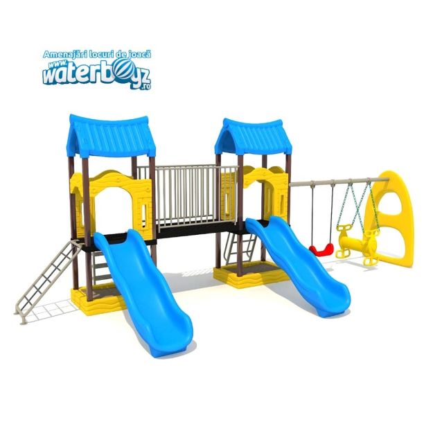 Complex de joaca din metal pentru copii Economy 4, exterior, 3-12 ani, 730x300x310 cm