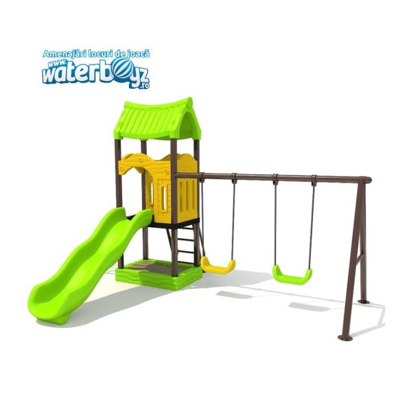 Complex de joaca din metal pentru copii Economy 6, exterior, 3-12 ani, 460x310x310 cm