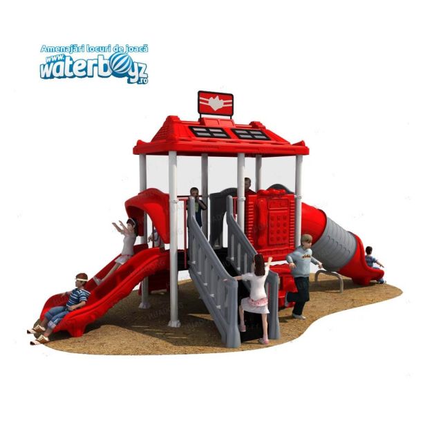 Complex de joaca pentru copii de metal Fire Control 11, exterior, 3-12 ani, 655x385x370 cm