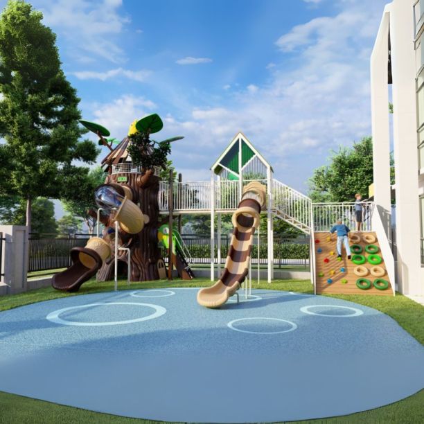 Complex de joaca din metal pentru copii Secret Forest 3, exterior, 3-15 ani, 1050x710x600 cm