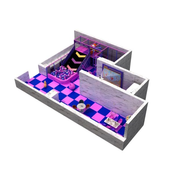 Loc de joaca modular de interior pentru copii Purple Adventure, 3-12 ani