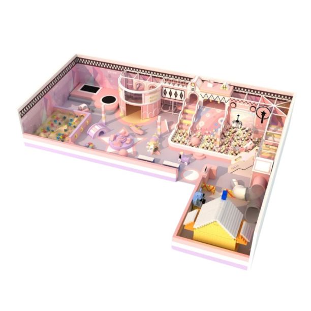 Amenajare completa loc de joaca de interior Serene Pink, 3-12 ani