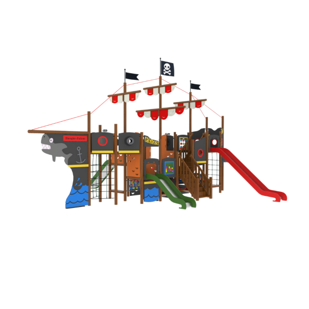Loc de joaca din lemn pentru copii Galleon 3, exterior, 5-16 ani, 880x920x610 cm