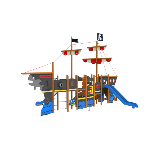Loc de joaca din lemn pentru copii Galleon 4, exterior, 5-16 ani, 990x670x610 cm