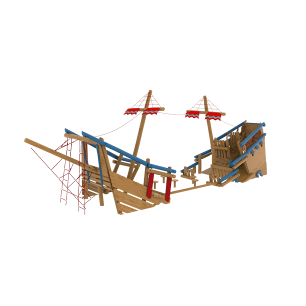 Loc de joaca pentru copii din lemn Naturel 4, exterior, 280x1170x380 cm