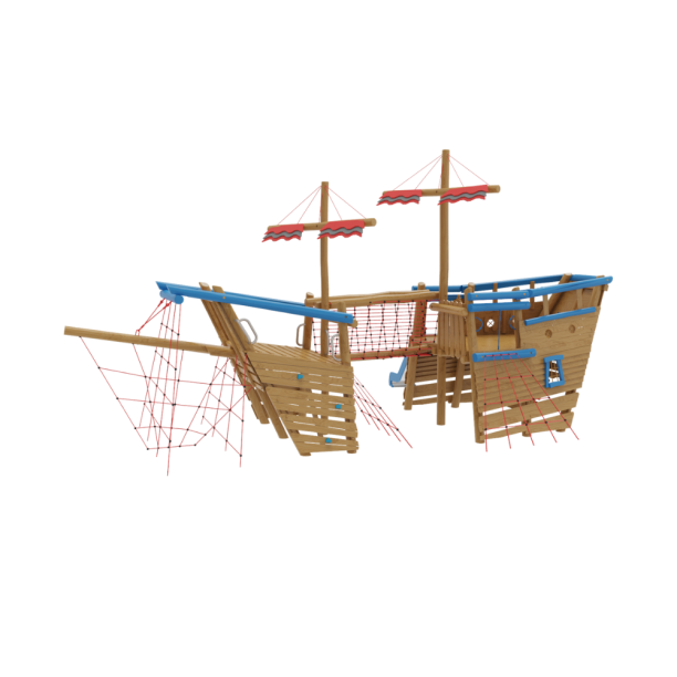 Loc de joaca pentru copii din lemn Naturel 5, exterior, 640x960x49 cm