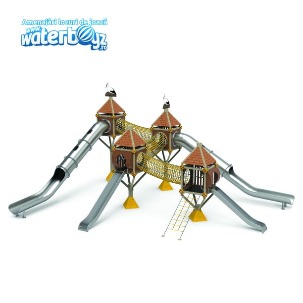 Complex de joaca pentru copii de metal Treehouse 8, exterior, 5-12 ani, 1200x900x610 cm