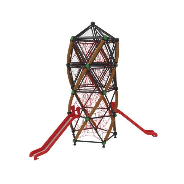 Complex de joaca din metal pentru copii Twist Tower 4, exterior, 5-16 ani, 820x570x820 cm