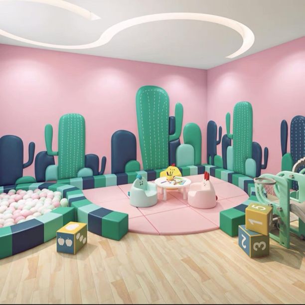 Panou de perete Soft Play cu burete, model Cactus, pentru locuri de joaca de interior