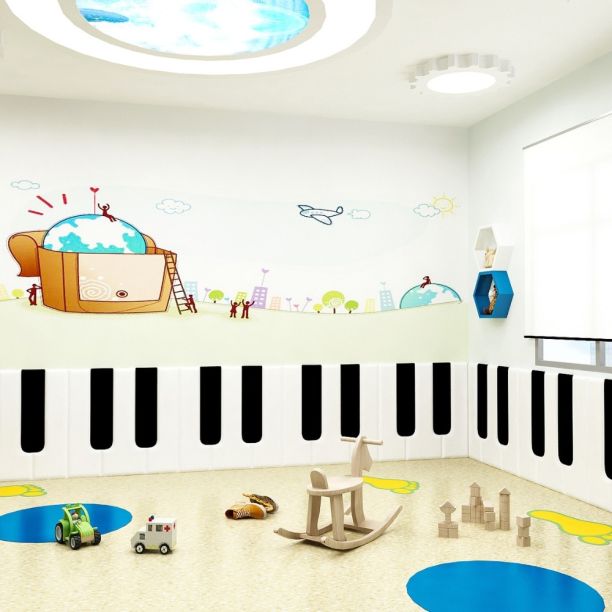Panou de perete Soft Play cu burete, model Piano, pentru locuri de joaca de interior