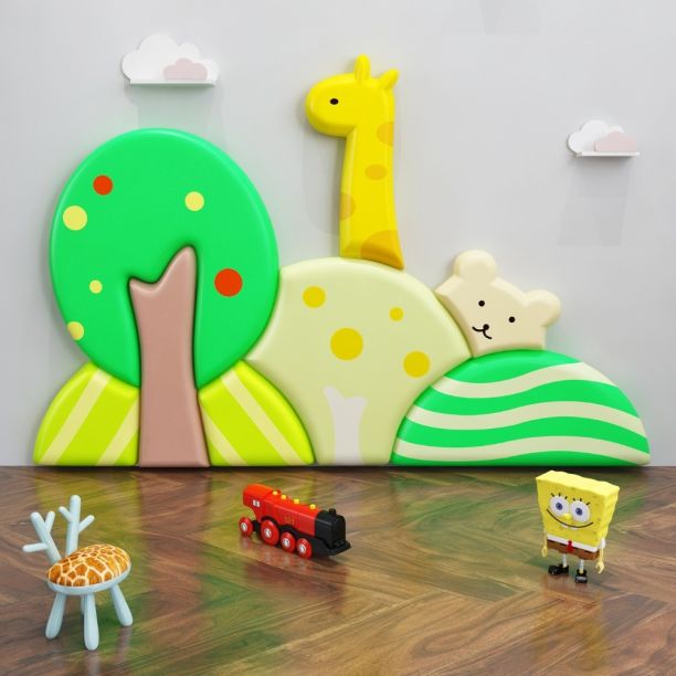 Panou de perete Soft Play cu burete, model Safari, pentru locuri de joaca de interior